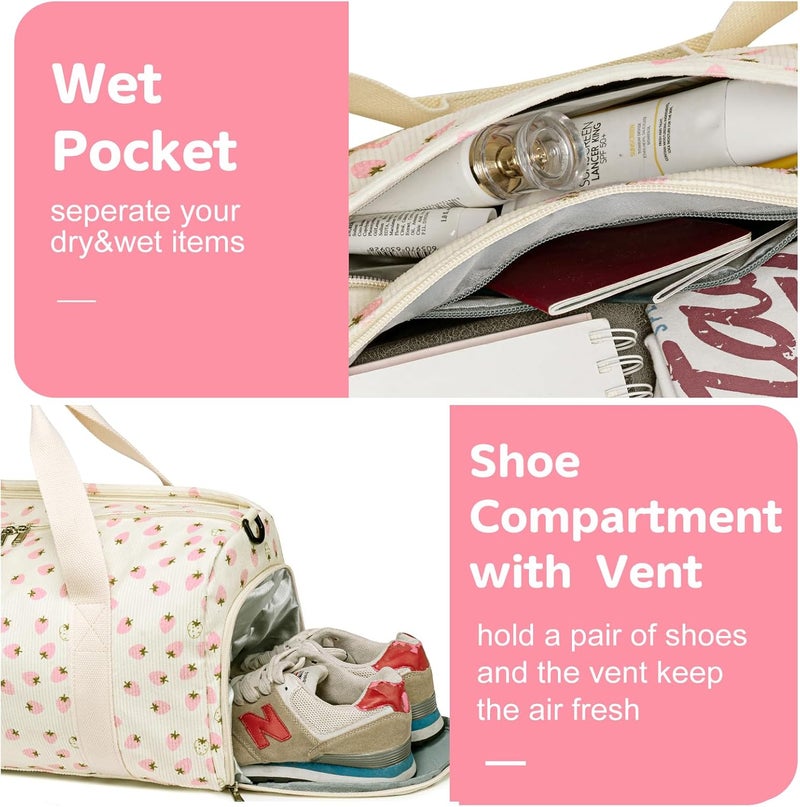 BLUBOON Duffle Bag Girls Kids Cute Gym Bag with Shoes Compartment & Wet Separation Waterproof Sports Overnight Travel Bag - Image 5